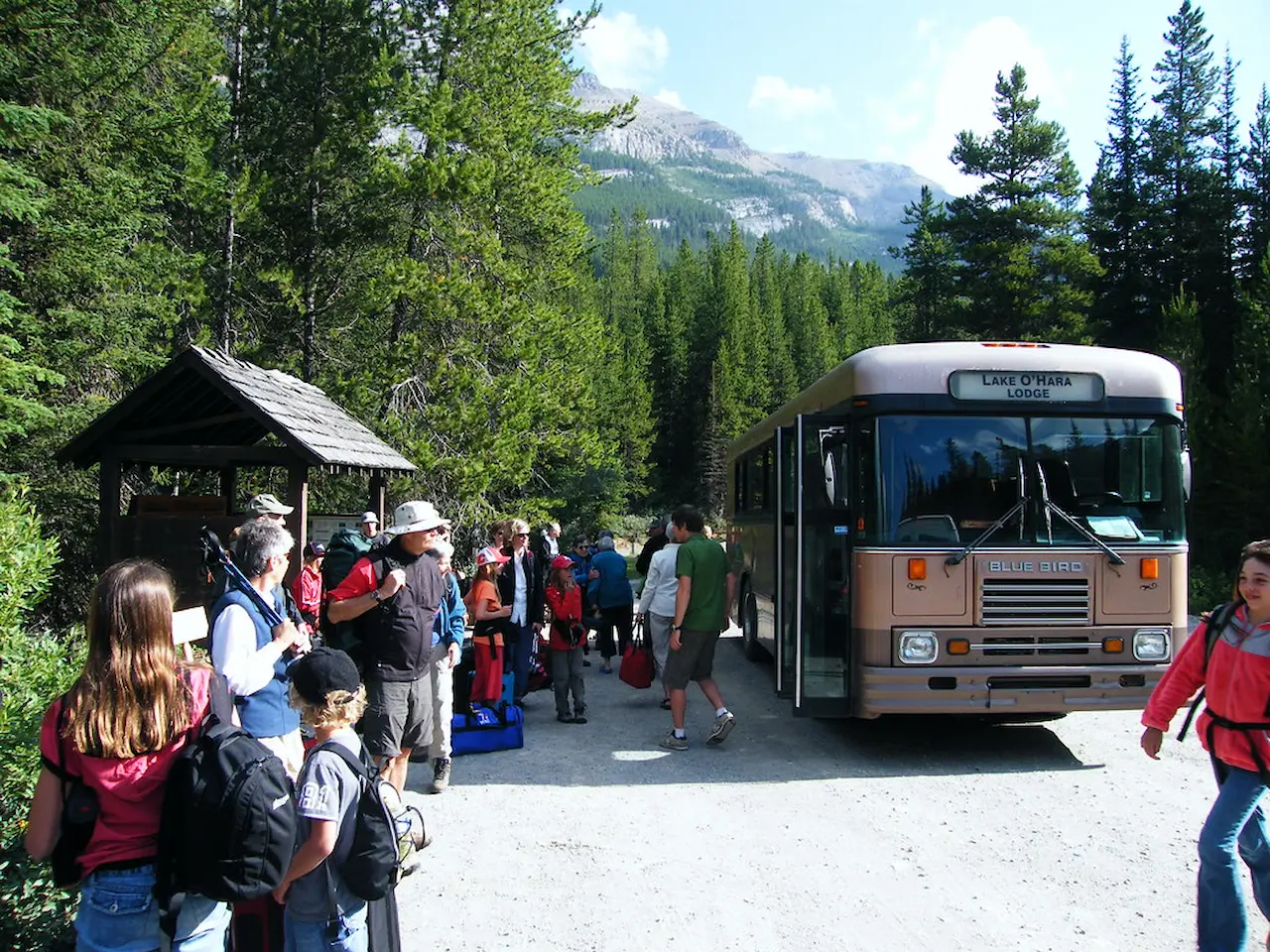 Travelers waiting for the bus